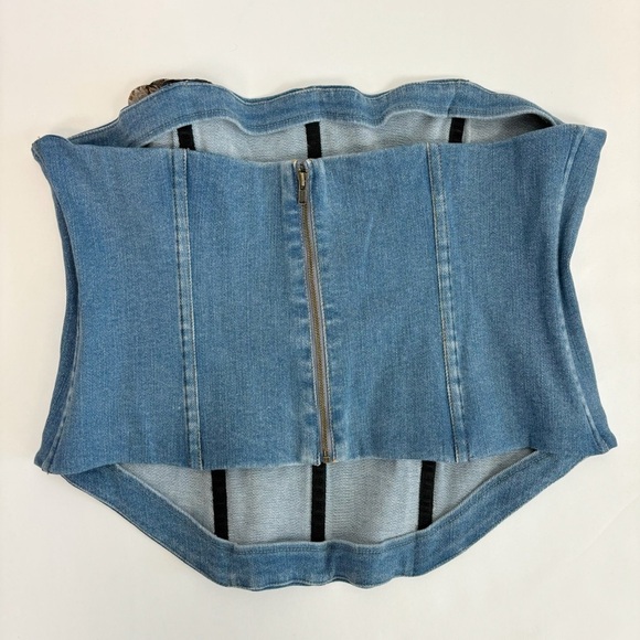 MAJORELLE Luda Bustier Top in Washed Blue Size XL - Picture 4 of 9